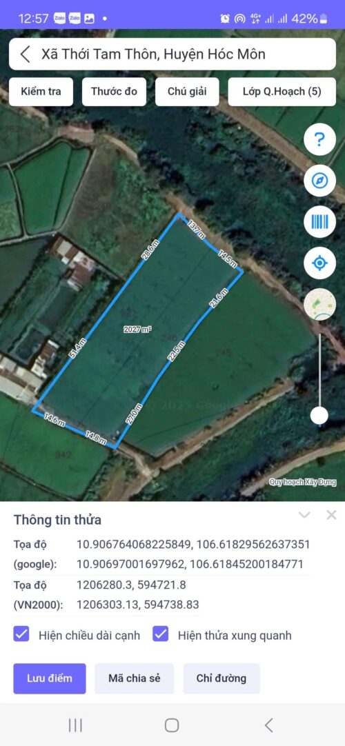 Đất trồng cây 2000m2 mặt tiền bờ kênh trung đông 7