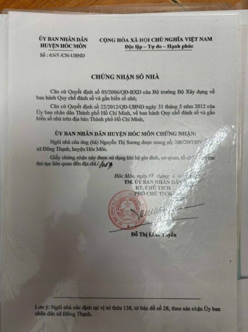 Cần bán căn nhà gác lửng sdc ccvb số nhà huyện ấp 1 đông thạnh hóc môn